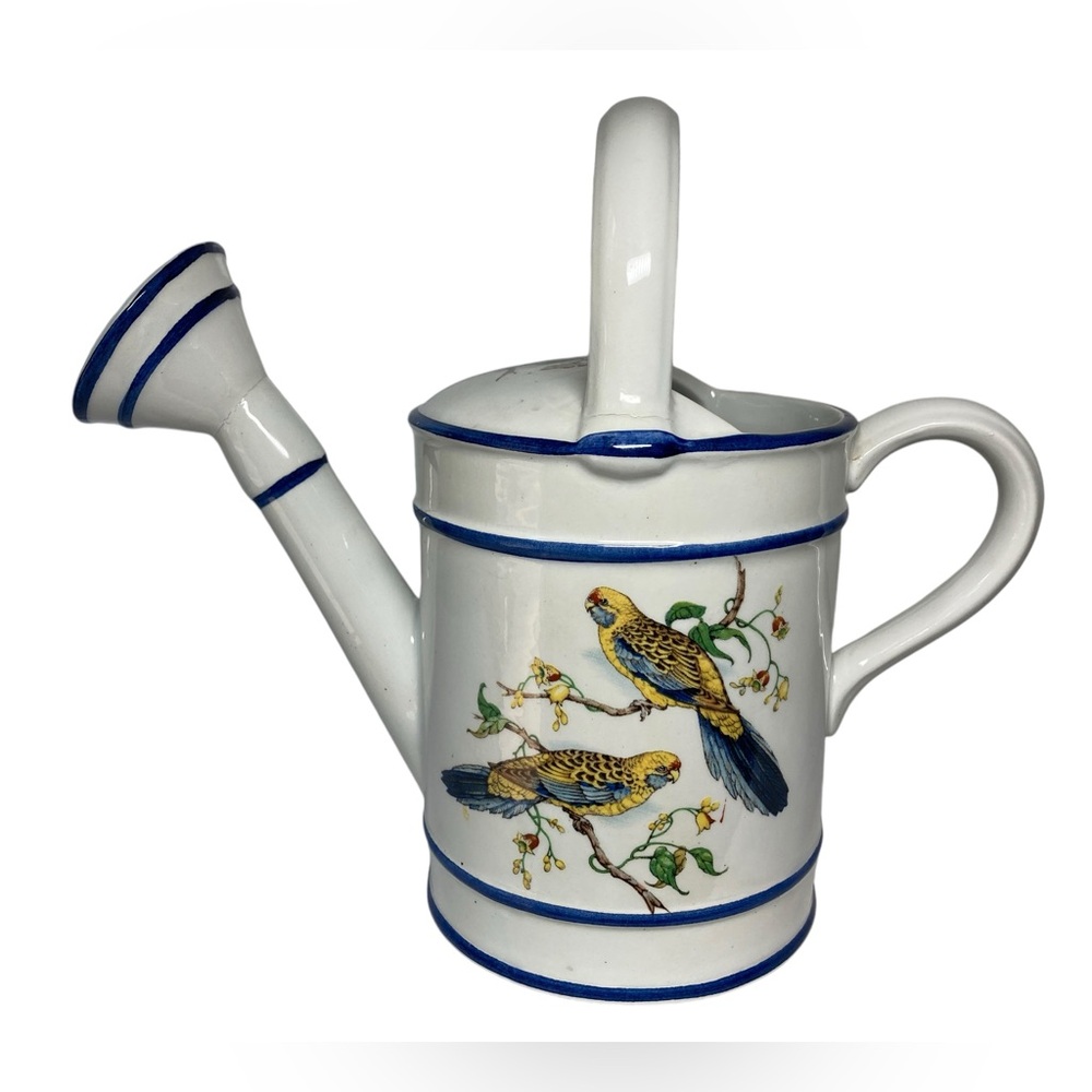 Ceramic Watering Water Jug Can Birds Made in Portugal Pottery Decor 8" x 9"